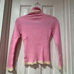 Lilly Pulitzer Pink and Cream Ribbed Turtleneck Sweater
